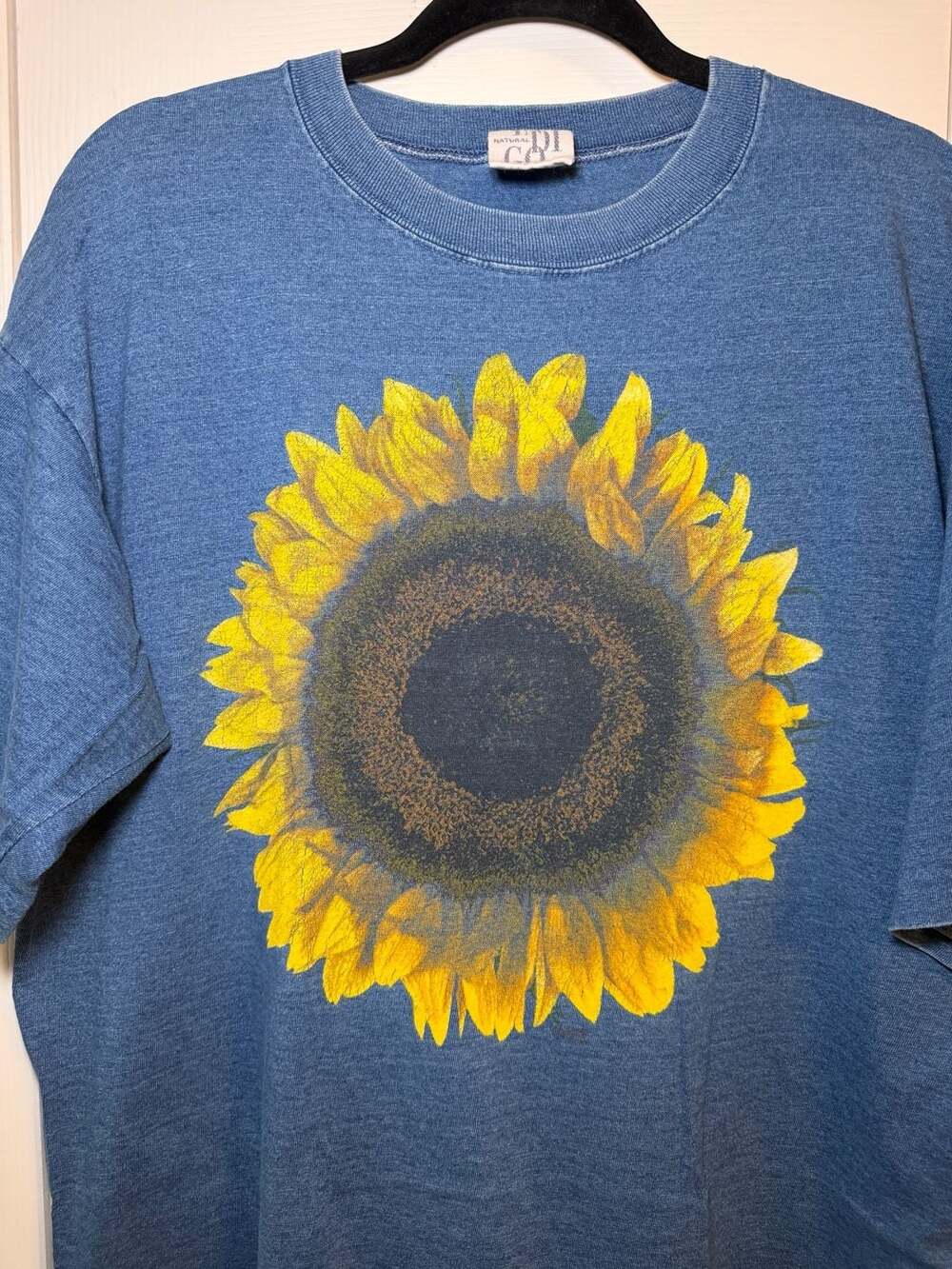 Vintage Single Stitch Indigo Natural Co. Sunflower Graphic T-Shirt Blue XL